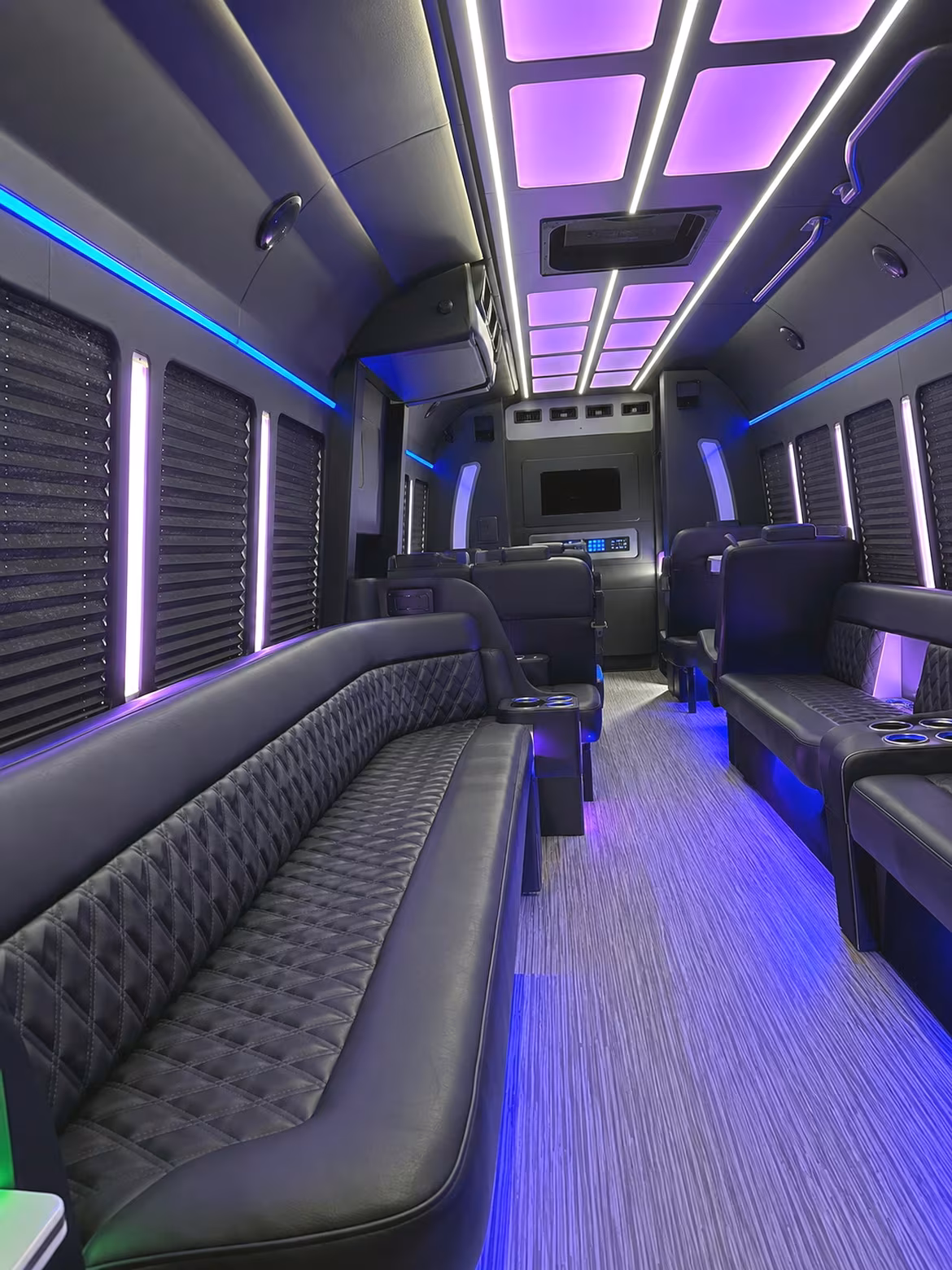 Boston Birthday, Sweet 16, & Quinceañera Transportation party bus interior