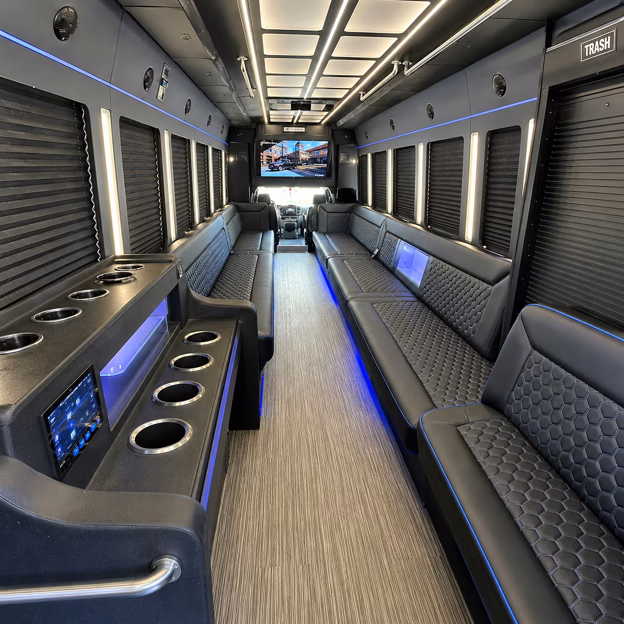 Boston Private Event Transportation party bus interior