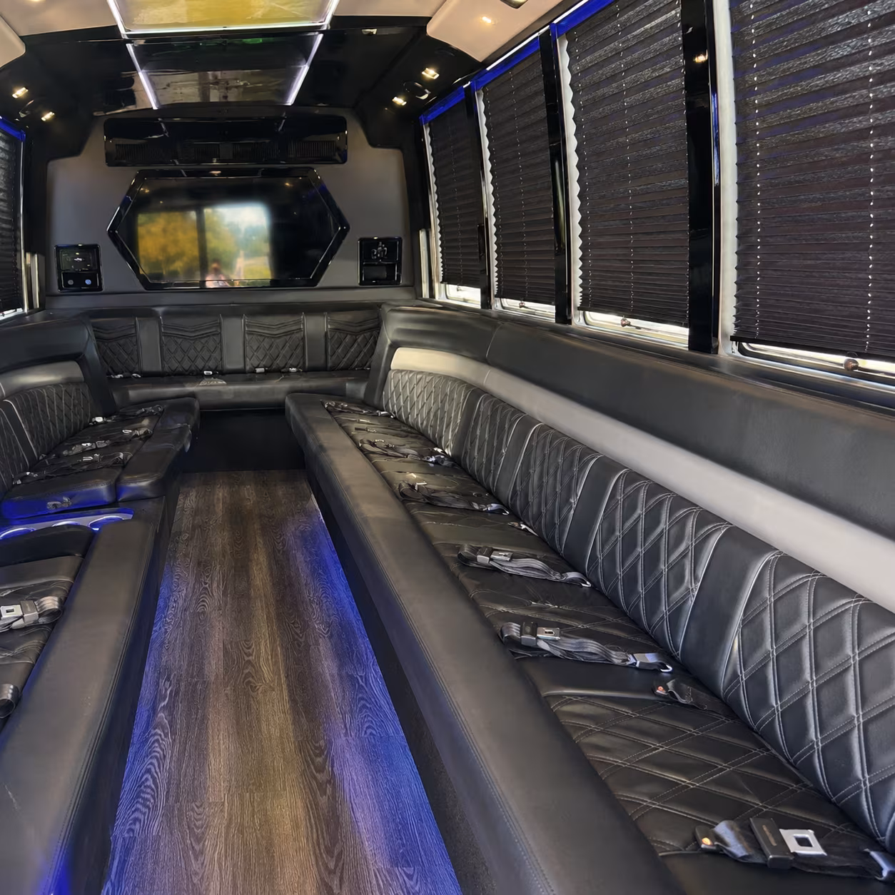 Boston Sporting Event Transportation party bus interior