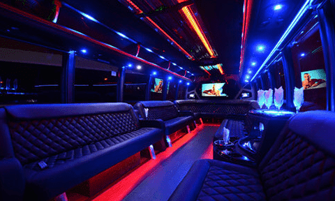 Newton 30 Passenger Party Bus Black Interior